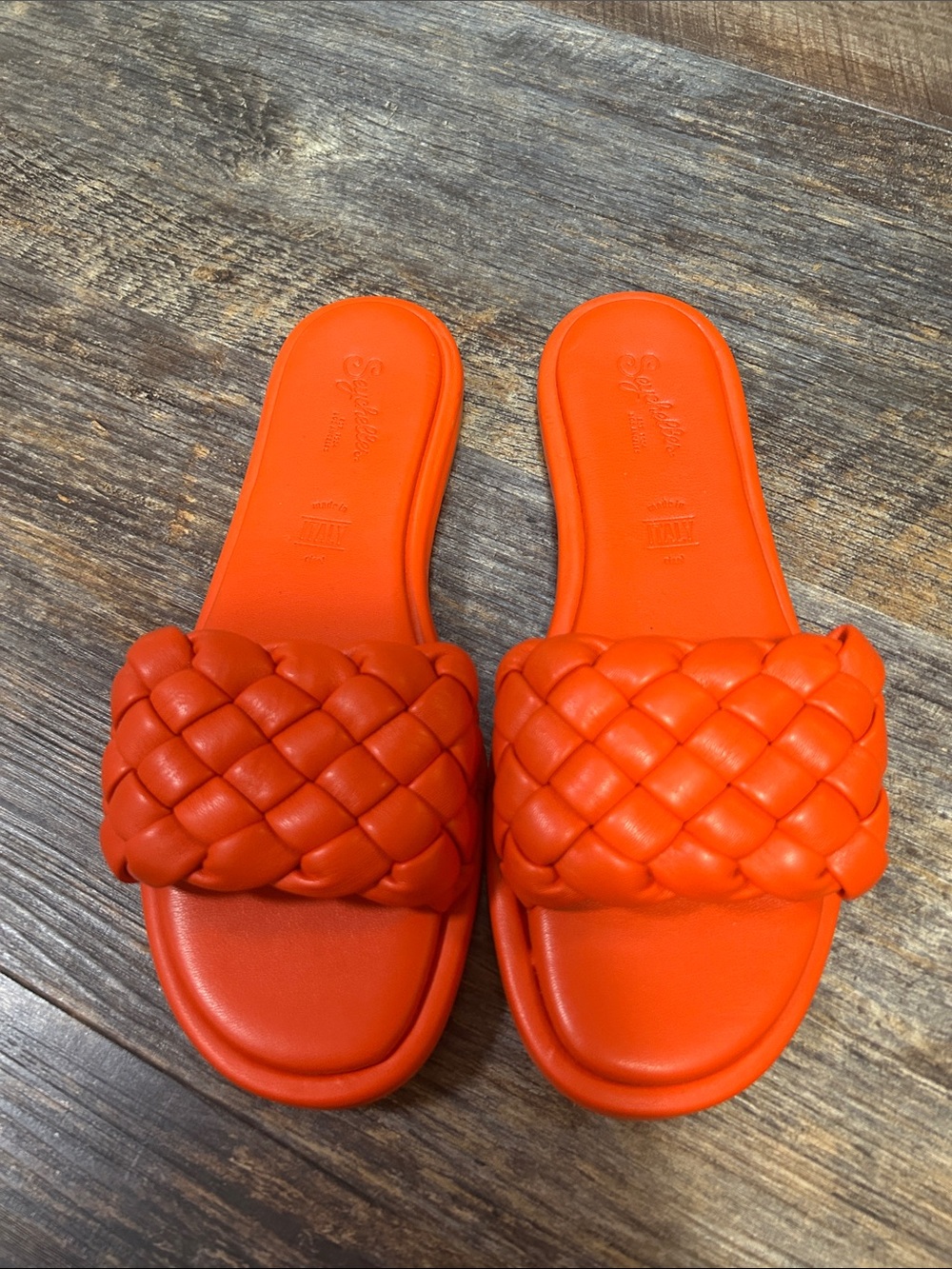 Seychelles Braided Slide Sandals in Orange